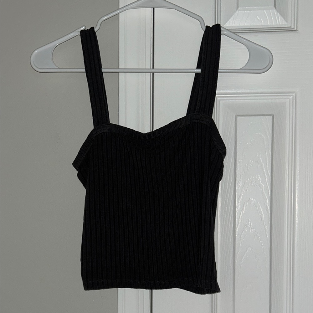 American Eagle Outfitters Charcoal Ribbed Women's Top